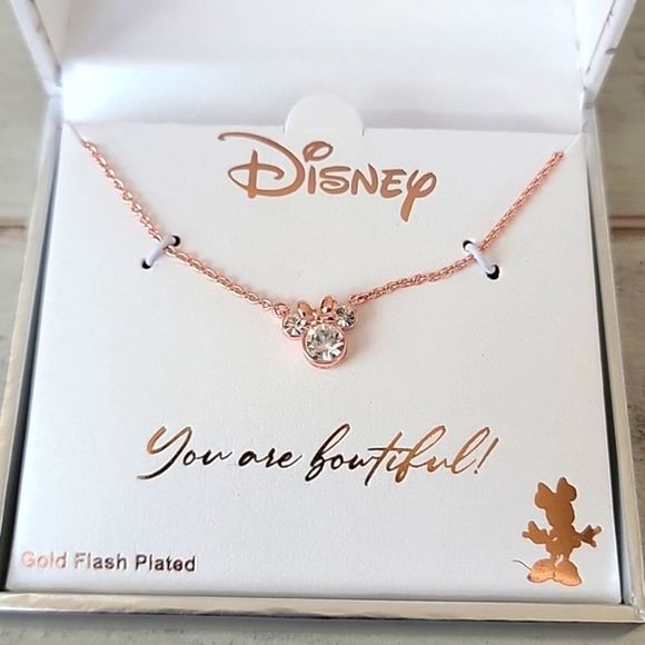NIB DISNEY MINNIE MOUSE ROSE GOLD NECKLACE - Picture 2 of 4
